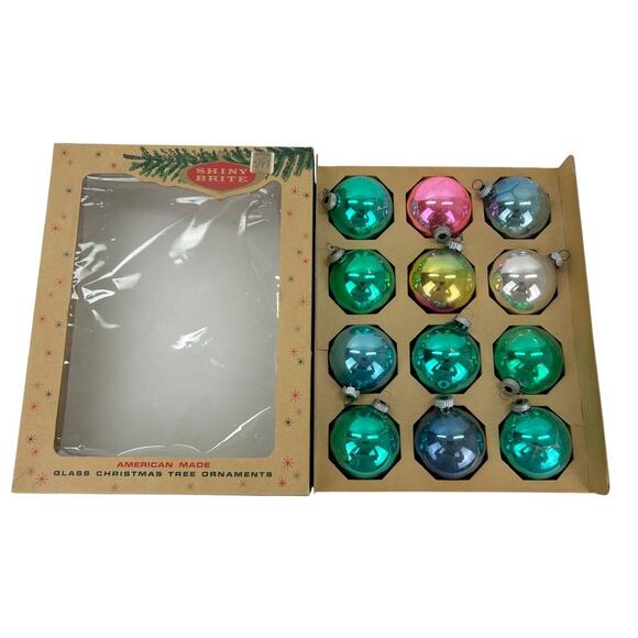 vintage shiny brite ornaments in box - Picture 1 of 3